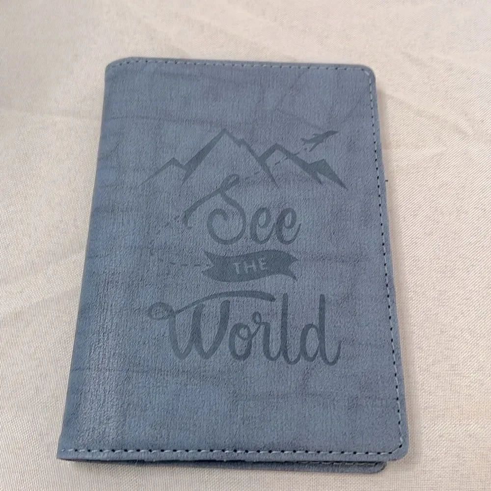 Vintage Blue Passport Holder w/ Credit Card Slots and RFID Blocking Security